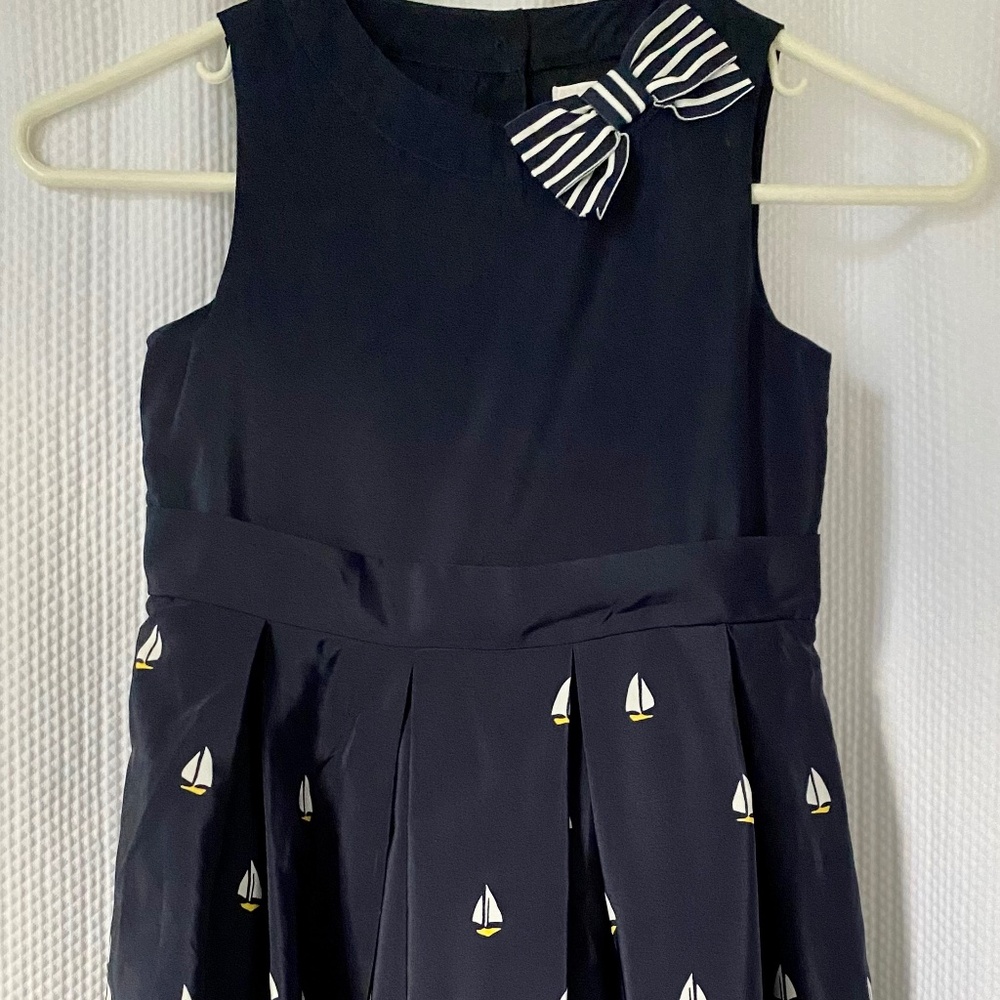Girl's Navy and White Dress with Sailboats, Janie and Jack Designer. 6. Like New